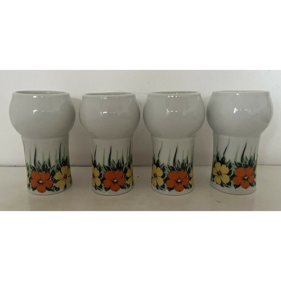 Vintage Tall Latte Mug With Orange and Yellow flowers‎ Fancy Handle Flower Power - Picture 4 of 11